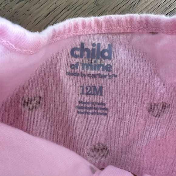 Child of Mine Girls Pink and Gold Glitter Heart Tutu Flutter Sleeve Bodysuit 12M - Picture 7 of 8